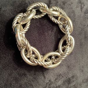 Silver toned bulky stretchy bracelet